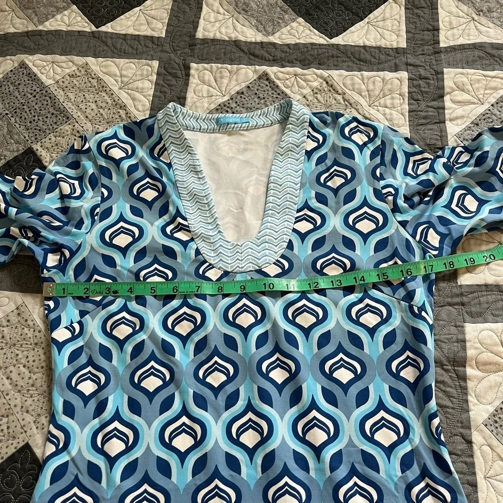 J. McLaughlin Catalina cloth blue geometric dress women's small‎